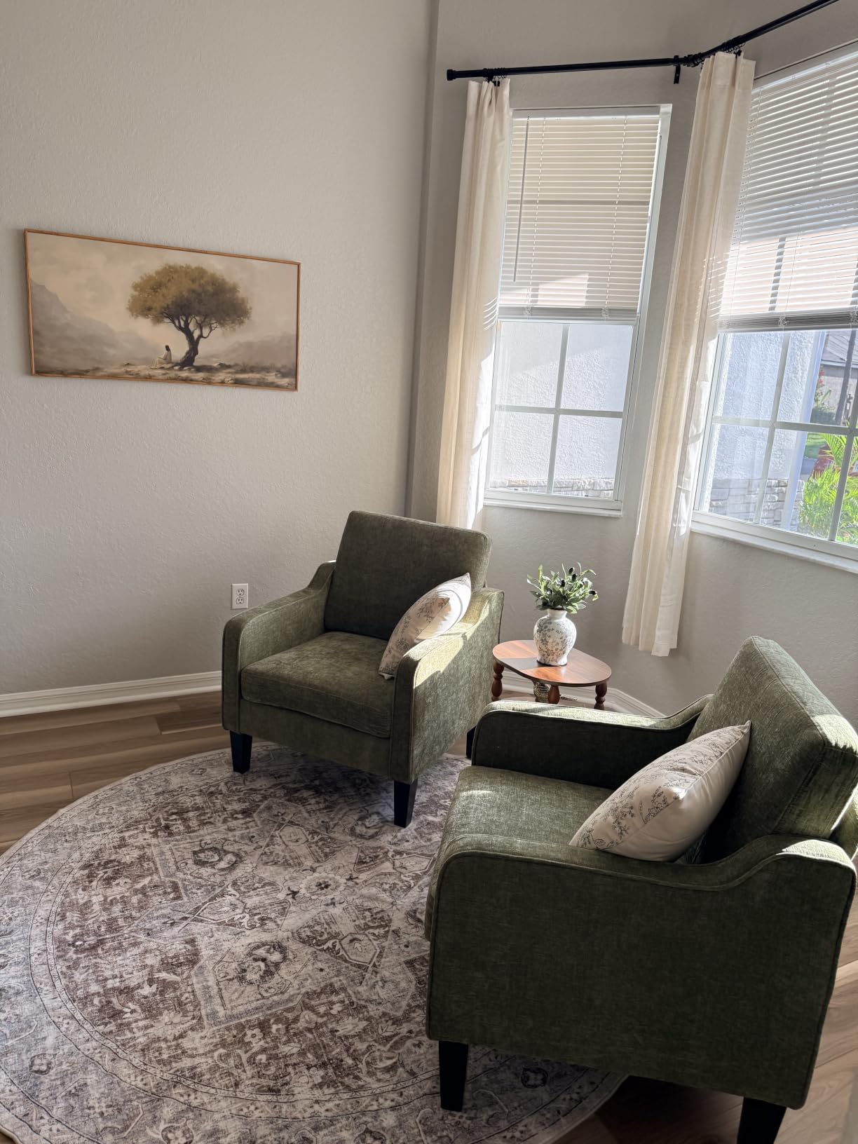 VINGLI Olive Green Accent Chair, Upholstered Armchair for Living Room customer photo 2