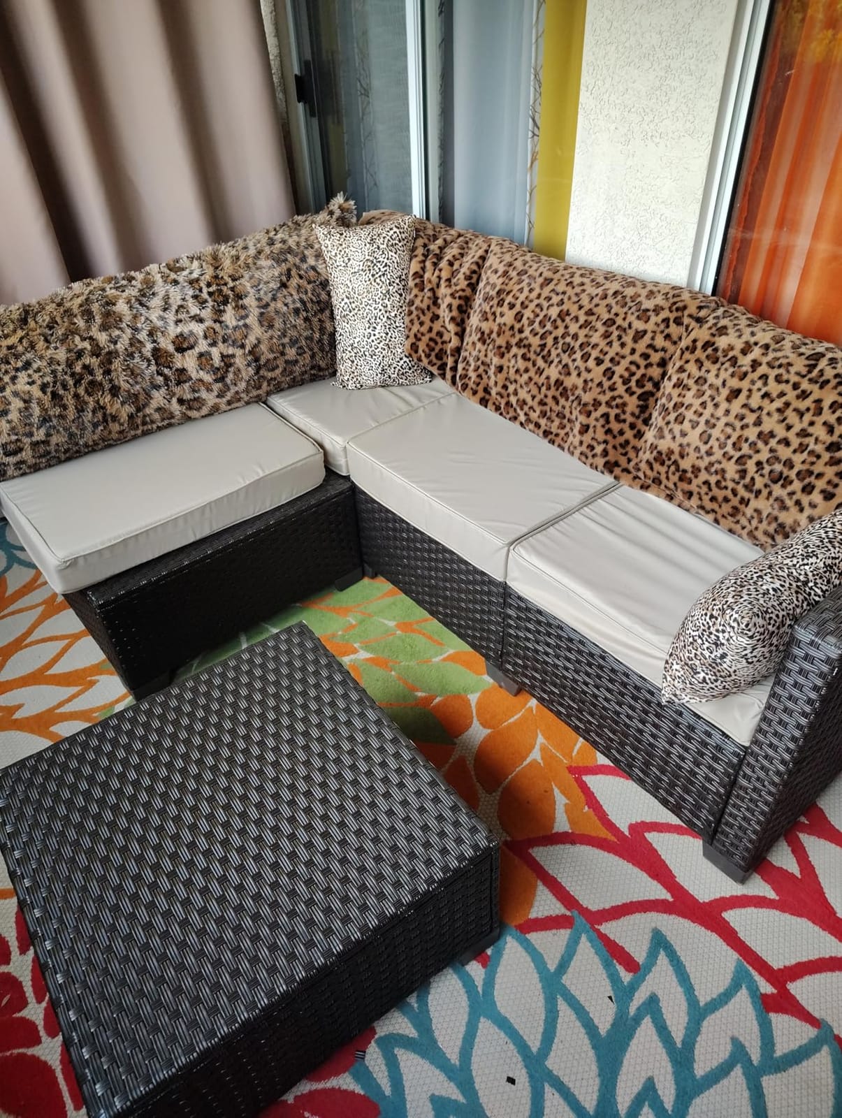 Rattan Star Patio Furniture Set 3 Piece Outdoor Sectional Sofa Set with Wicker Couch, Ottoman, Patio Table All-Weather Non-Slip Cushions and Waterproof Covers, Khaki customer photo 1