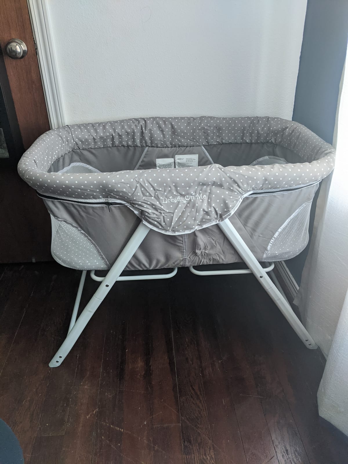 Dream On Me Calypso Bedside Bassinet, Foldable Portable Crib - Gray customer photo 1