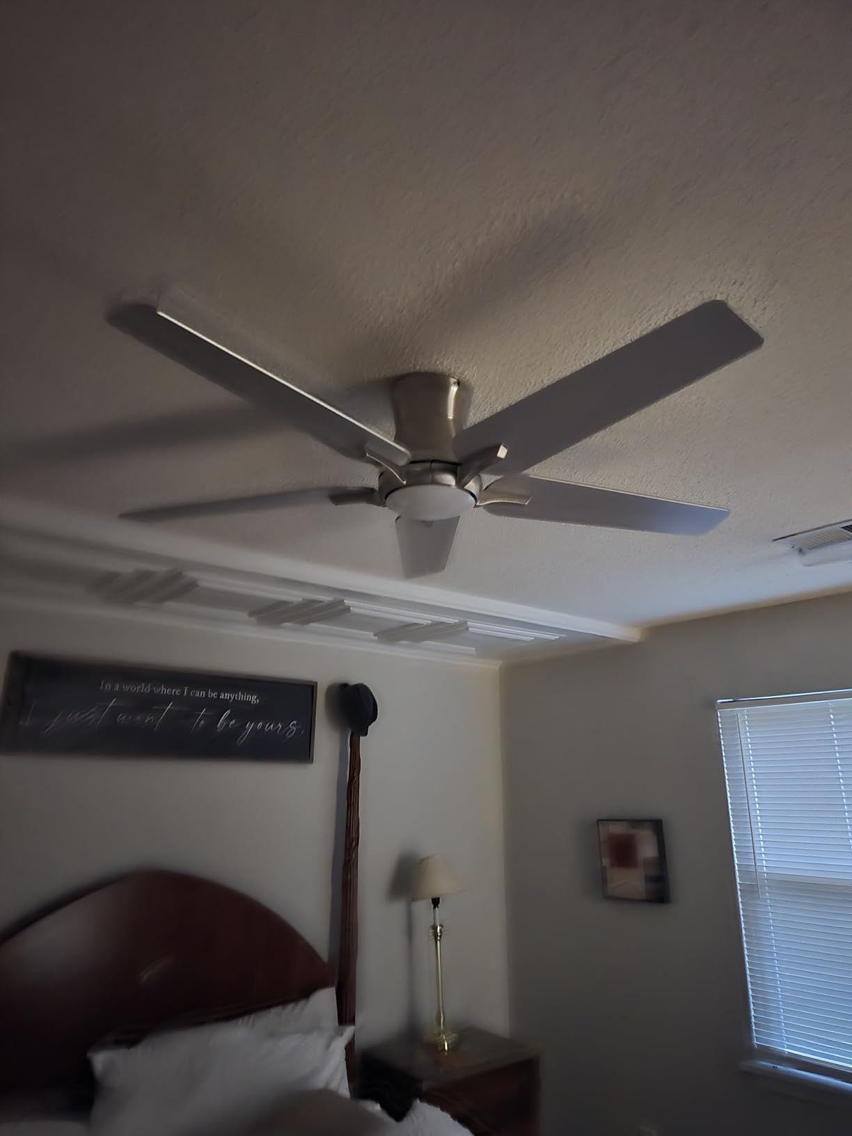 POCHFAN 42 Inch Ceiling Fans with Lights and Remote, Brushed Nickel Flush Mount Low Profile Ceiling Fan for Bedroom, Living Room, Patio, Dimmable 6 Speeds Noiseless Reversible, ETL Listed customer photo 2