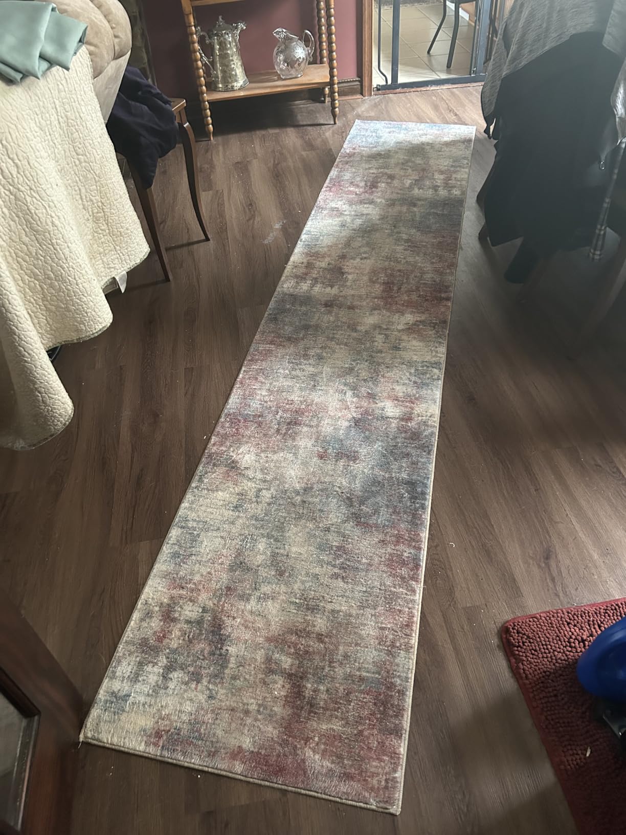IOHOUZE Abstract Runner Rug 2x6 Ft Washable Runners for Hallways, Non Slip Kitchen Runner Printed Faux Wool Entryway Runner Indoor, Modern Abstract Floor Carpet for Hall Kitchen Bedroom, Grey Beige customer photo 1