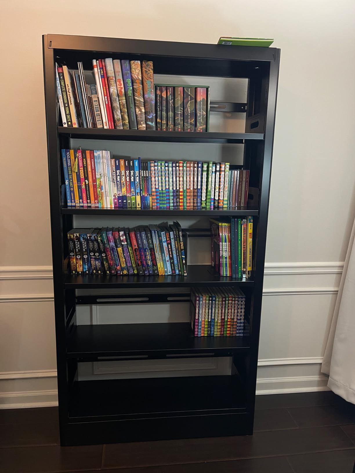 5-Tier Bookcase with Adjustable Storage Shelves, Heavy Duty Bookcase, Metal Bookshelf with Book Stopper, Black Bookcase Shelf for Library, Office, Living Room customer photo 1