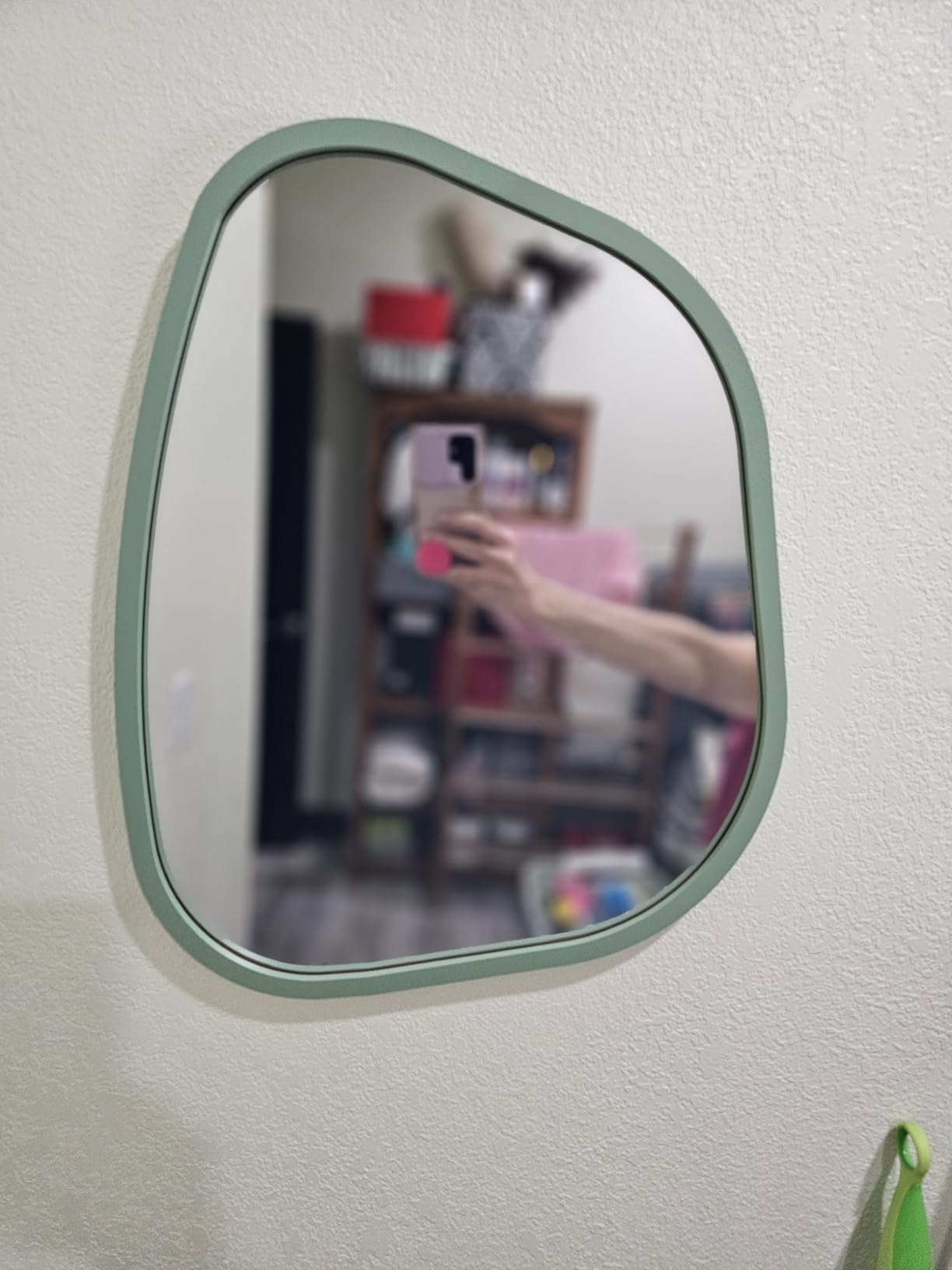 Asymmetrical Mirror for Wall Irregular Oval Wood Frame Modern Unique Accent Wall Mirror Decorative Vanity Bathroom Living Room Bedroom Entryway Hallway Artistic Wavy Mirror Small 14