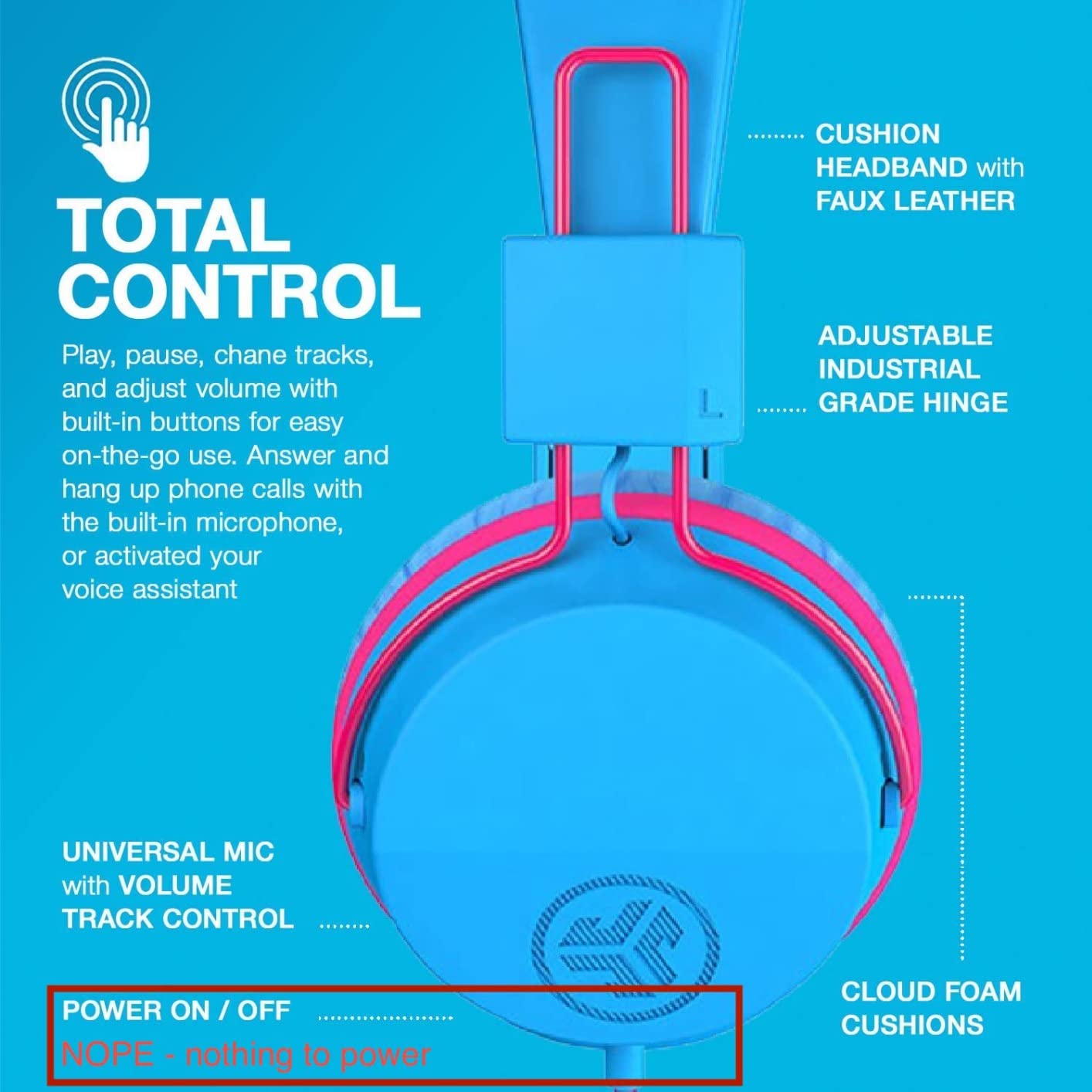 JLab JBuddies Studio Kids on-Ear Wired Headphones with mic, Volume Limiter, Folding, Adjustable, Noise Isolation, Blue/Green customer photo 2