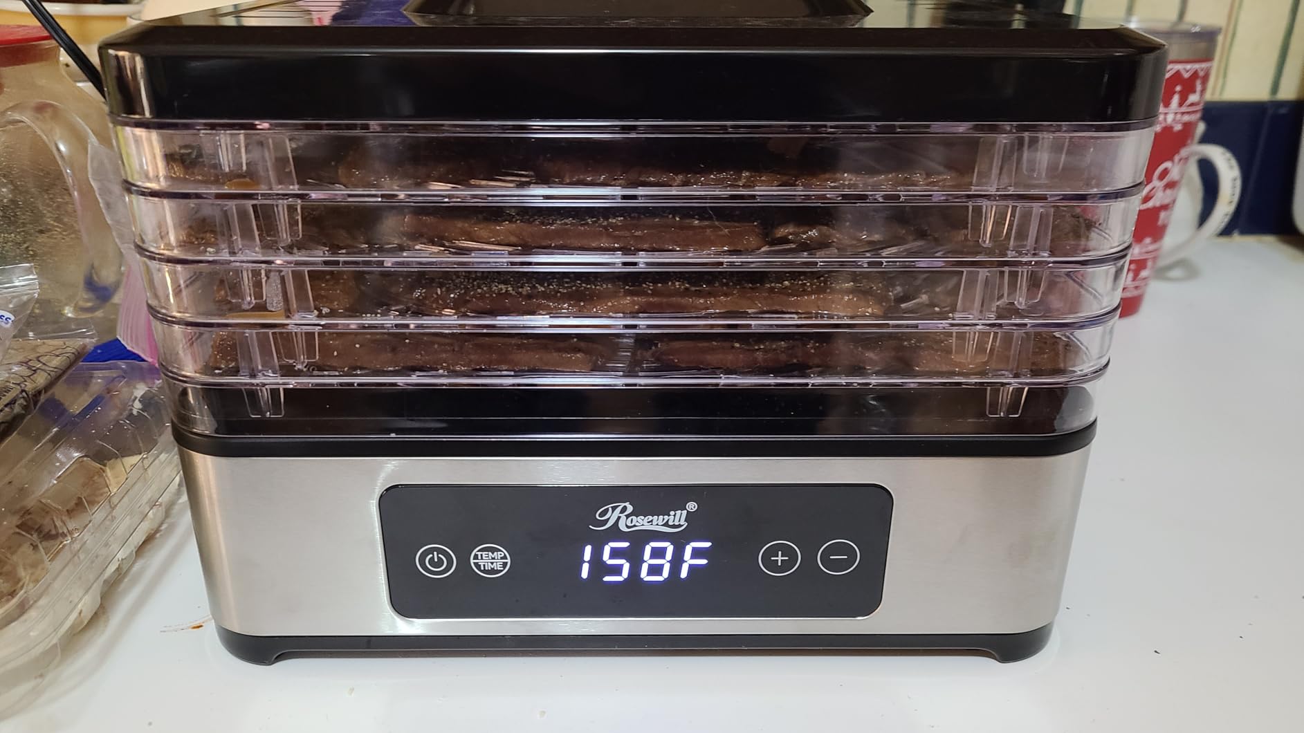 Rosewill Compact Food Dehydrator, 5 Stackable Trays with Adjustable 48H Timer and Temperature Control - 400W Electric Food Dryer for Jerky, Fruits, Herbs, Veggies, Meat & Dog Treats customer photo 2