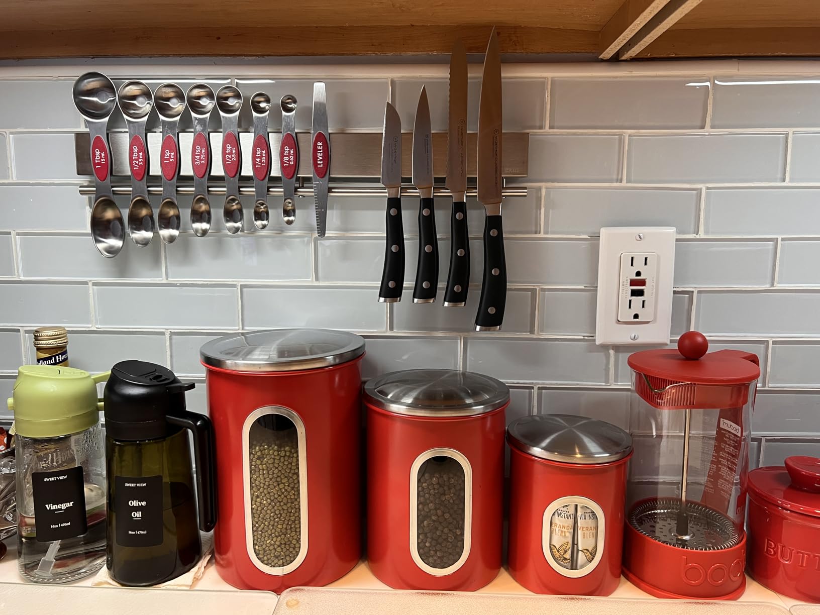 12 Inch Magnetic Knife Holder for Wall - Stainless Steel Magnet Knife Strip No Drill with 5 Hooks/Adhesive Tape/Screws, Kitchen Utensil Holder, Magnetic Knife Organizer, Wall Mounted Knife Storage customer photo 1