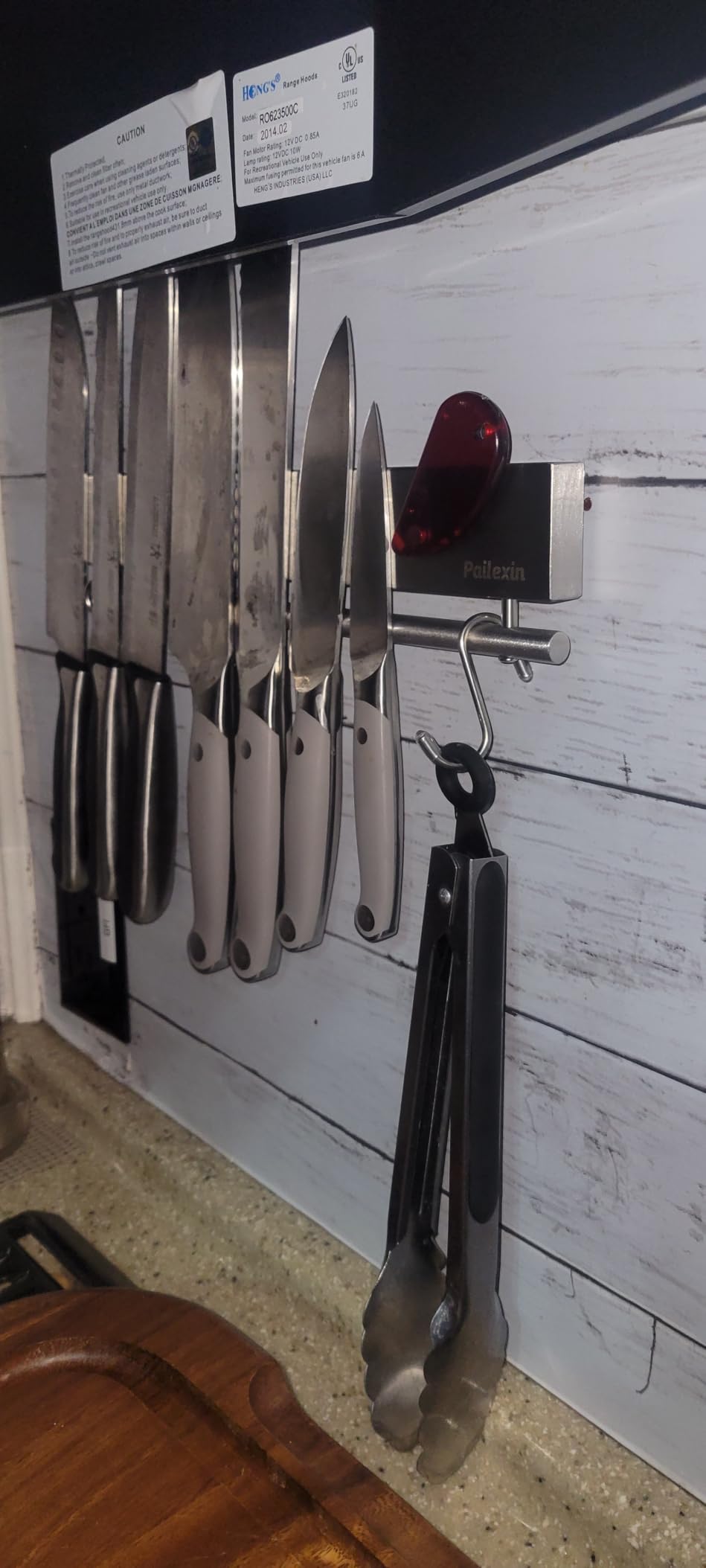 12 Inch Magnetic Knife Holder for Wall - Stainless Steel Magnet Knife Strip No Drill with 5 Hooks/Adhesive Tape/Screws, Kitchen Utensil Holder, Magnetic Knife Organizer, Wall Mounted Knife Storage customer photo 2
