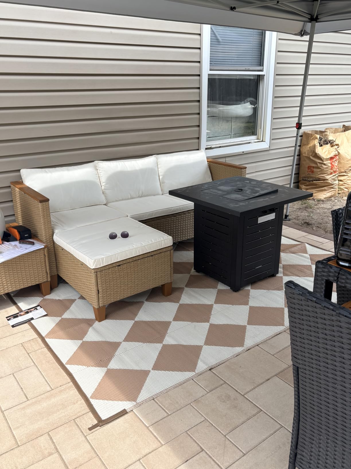HERA'S HOUSE 3-Piece Wicker Patio Sectional Furniture Set, 4-Seat, Yellow customer photo 2