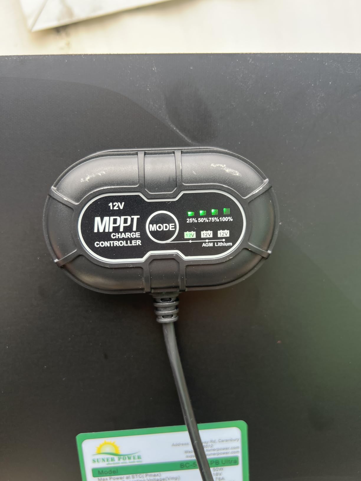 SUNER POWER Waterproof 50W 12V Solar Battery Charger & Maintainer PRO, Built-in UltraSmart MPPT Charge Controller, 12 Volt Solar Panel Trickle Charging Kits for Car Automotive Boat Marine RV Trailer customer photo 1