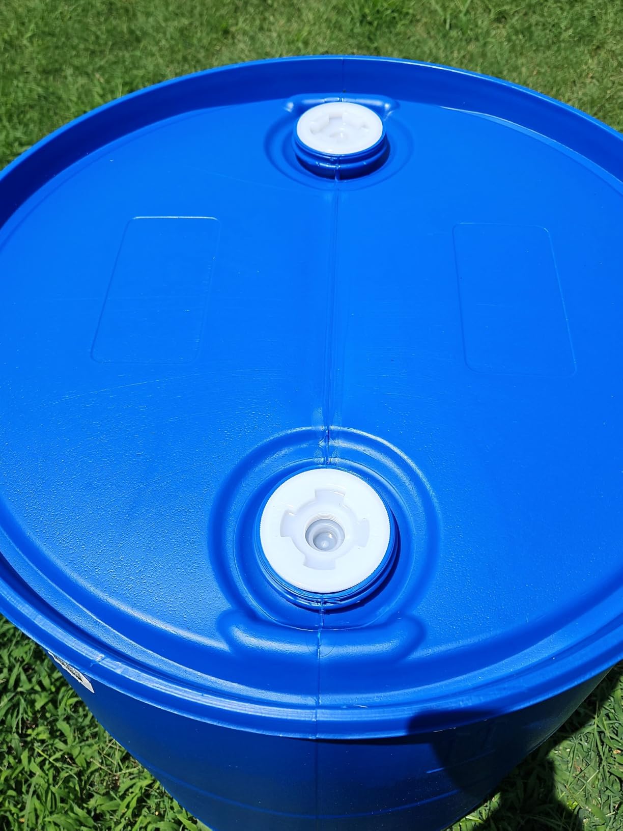Bushman 55 Gallon Plastic Drum, Stackable Industrial Storage Barrel, Blue customer photo 2