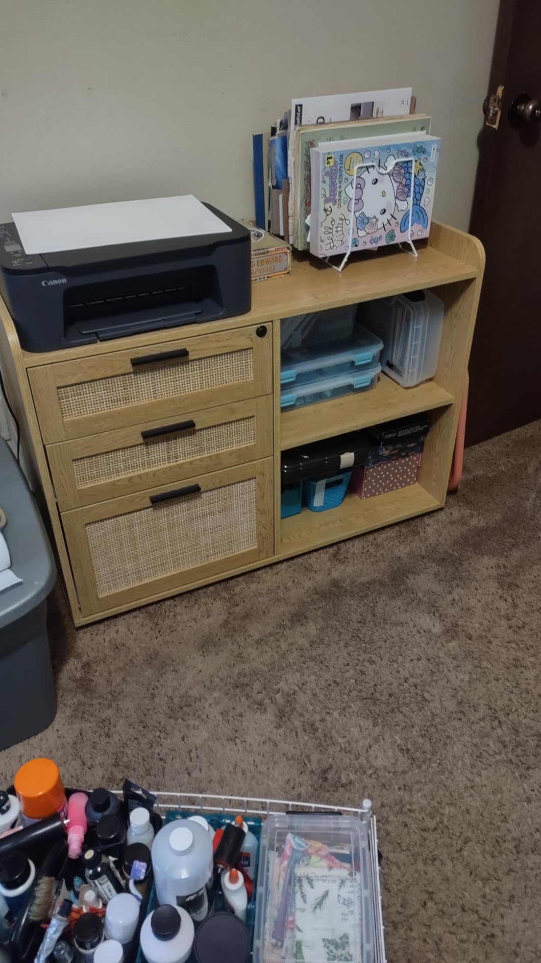 Farmhouse 2 Drawers File Cabinet with Lock for Home Office, Rustic White customer photo 2