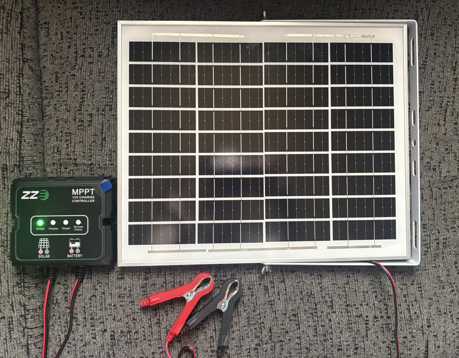 Solar Powered Battery Charger Trickle Maintainer, 20W 12V Solar Panel Kits MPPT Charge Controller with 8 Protections Function IP68 Waterproof for RV Trailer Marine Car Motorcycle (1, Black) customer photo 1