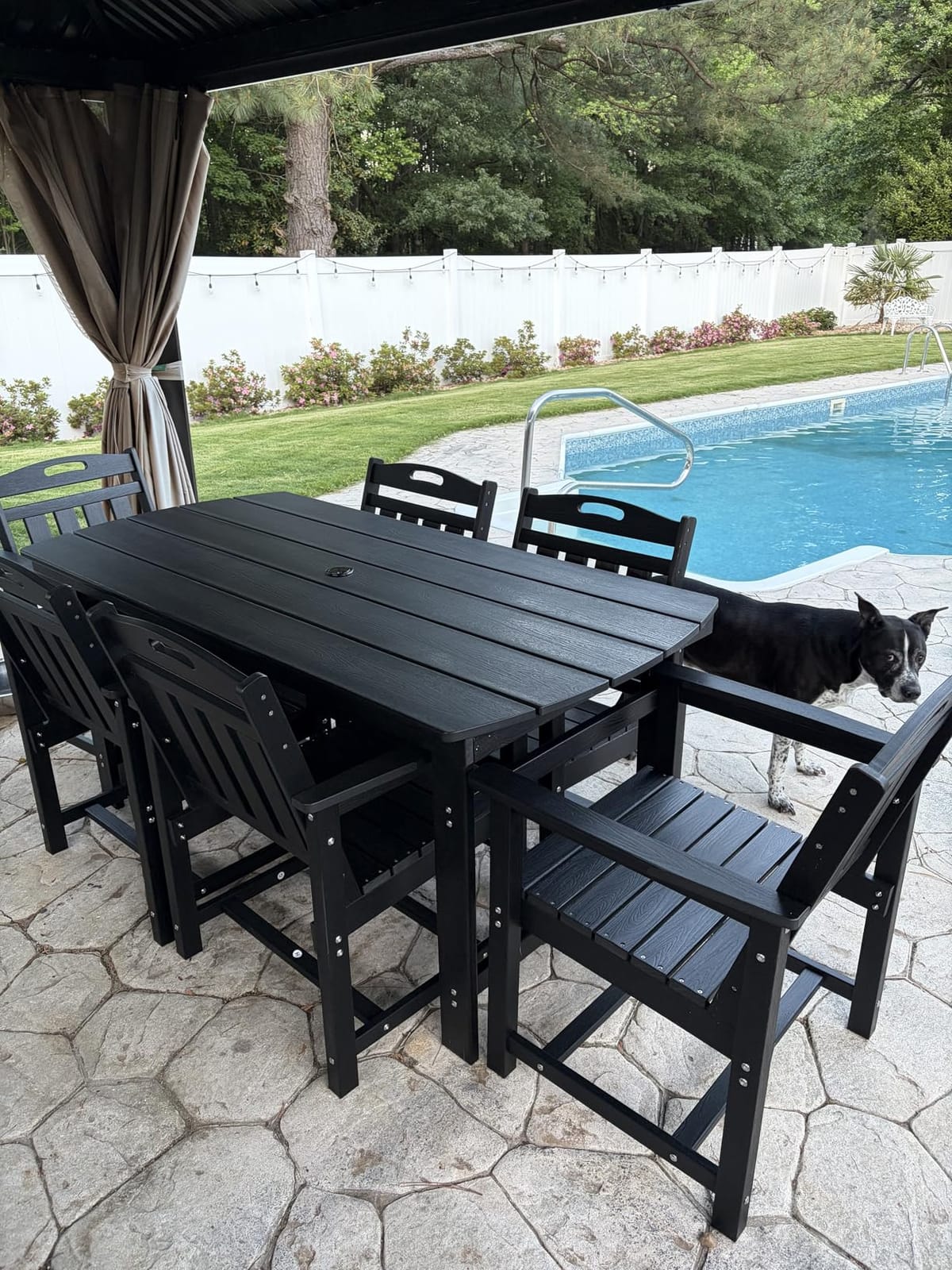HDPE Outdoor Patio Dining Table & 6 Chairs Set, 2