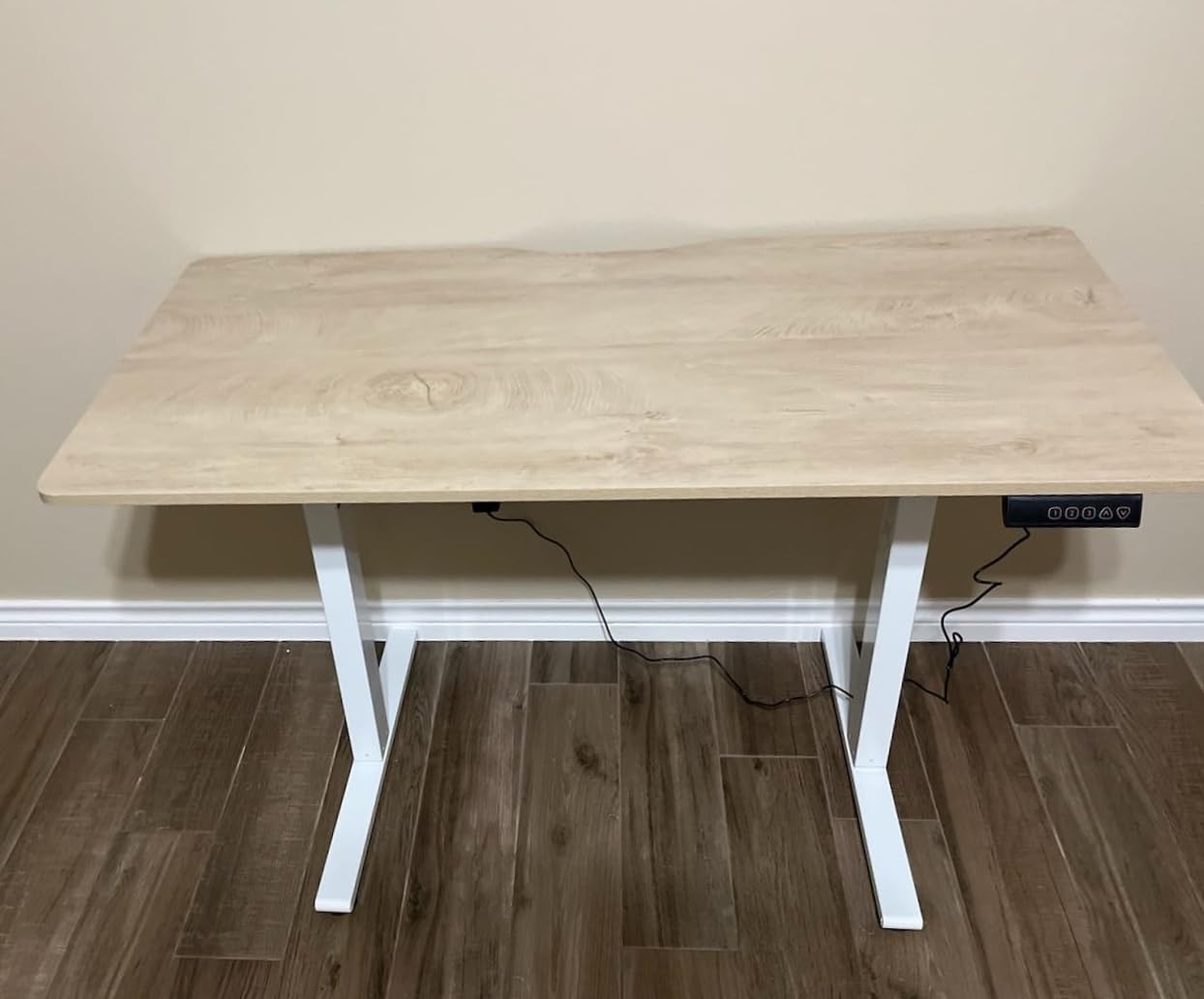 Cubiker Standing Desk, 63x28 Inches Sit Stand Home Office Desk, Electric Stand up Desk, Adjustable Desk with Splice Board, Black Frame/Black Top customer photo 1