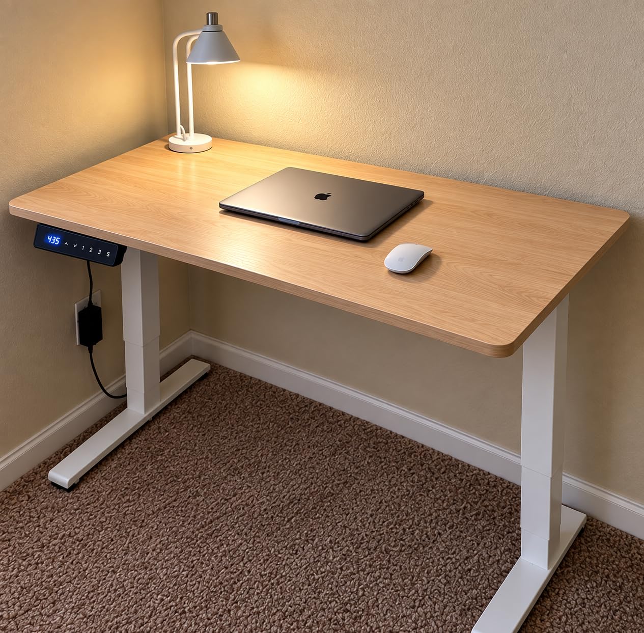 Cubiker Standing Desk, 63x28 Inches Sit Stand Home Office Desk, Electric Stand up Desk, Adjustable Desk with Splice Board, Black Frame/Black Top customer photo 2