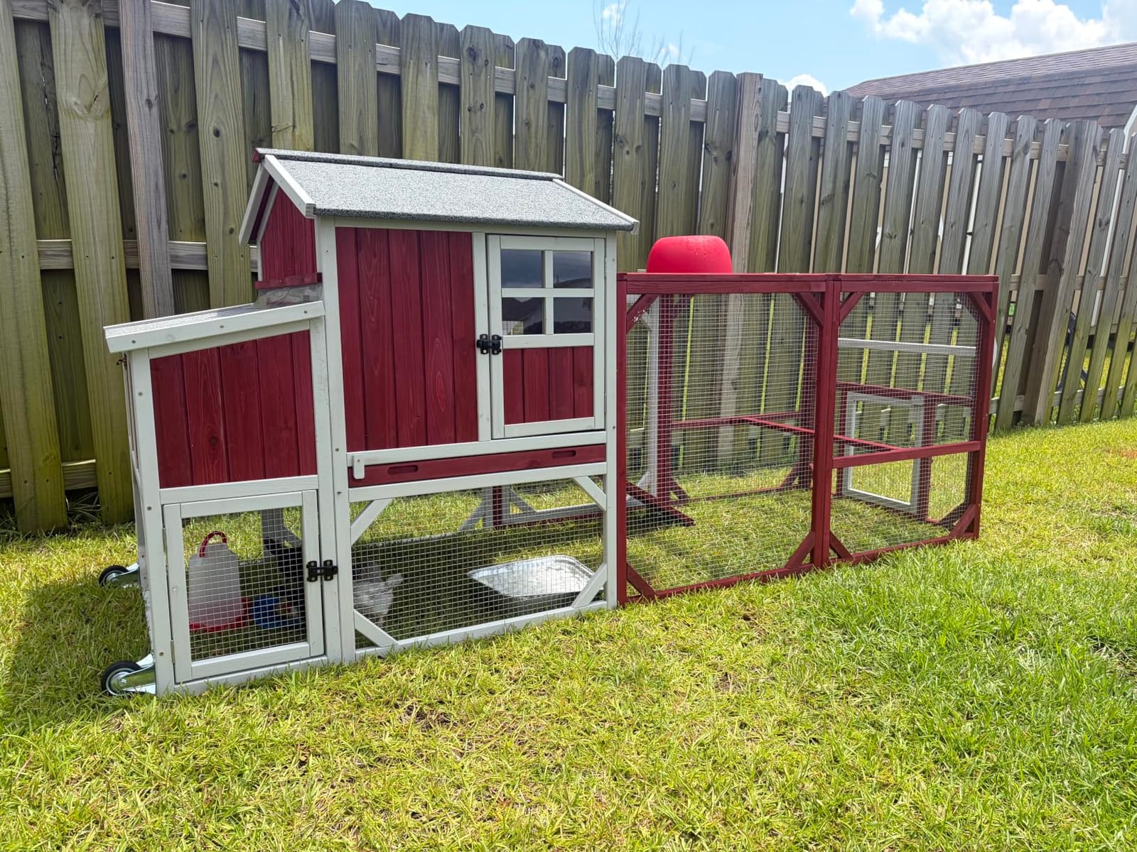 Large Chicken Coop for 6-8 Chickens with 6 Nesting Boxes, Wooden Outdoor Hen House with 9 Access Doors, Backyard Chicken Coop with Run, 5 Perches & Swing, Pull-Out Tray, Weatherproof Openable Roof customer photo 1