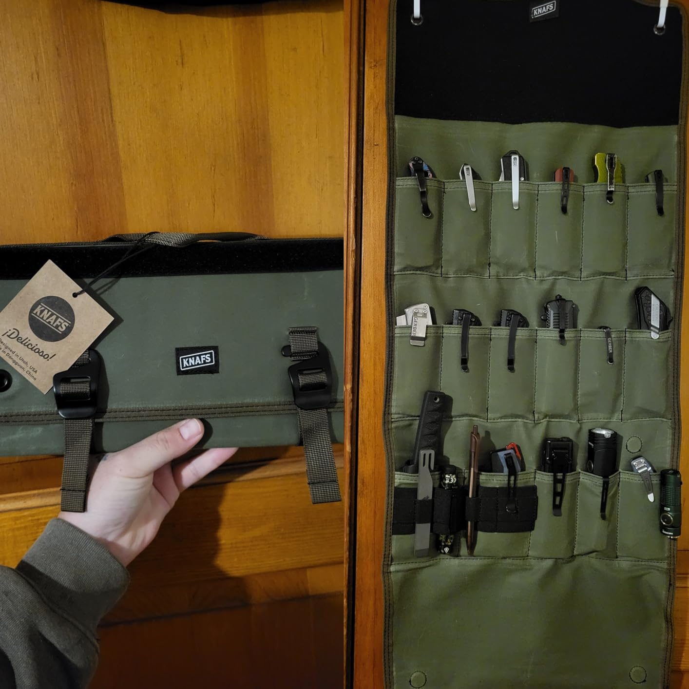 Knafs - Burrito Grande Knife Storage Roll - Large Hanging Expandable Bag with Straps (Navy Blue) customer photo 1
