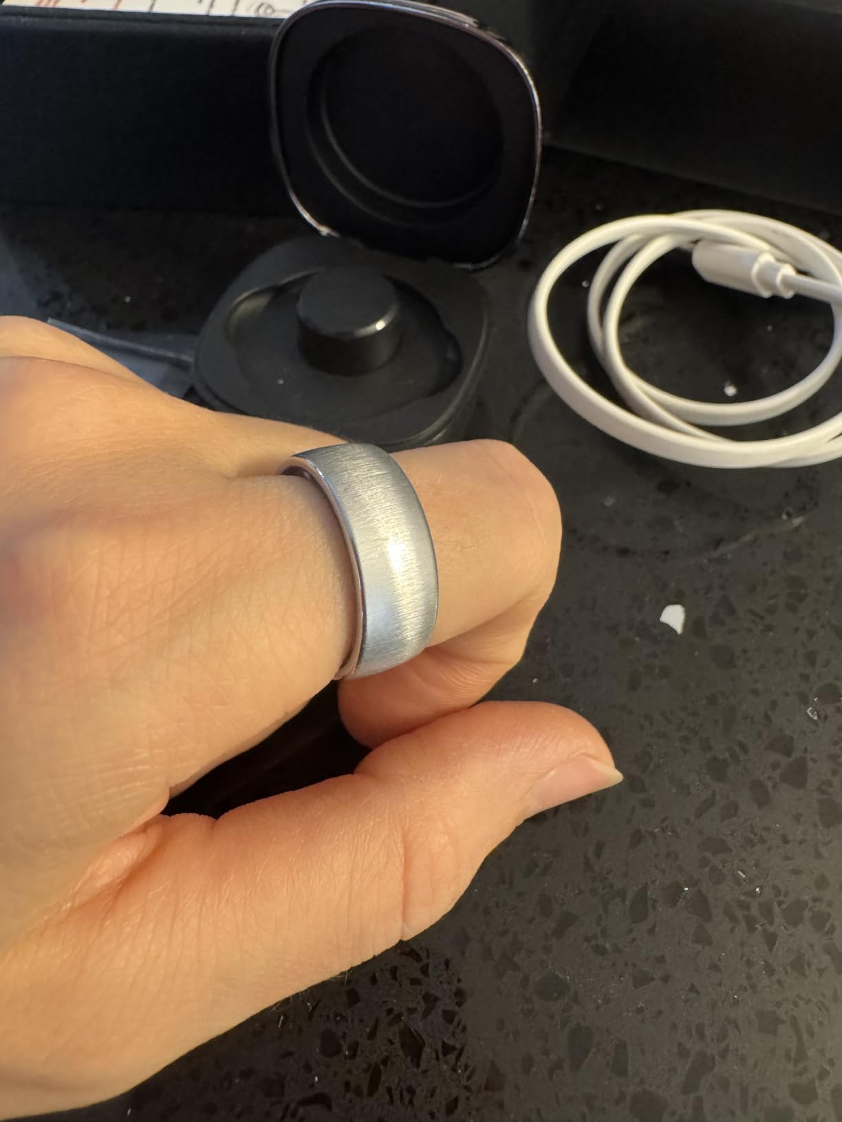 Smart Ring for Women Men, Sleep Tracker, 12 Sports Modes, Size 7 Silver customer photo 2