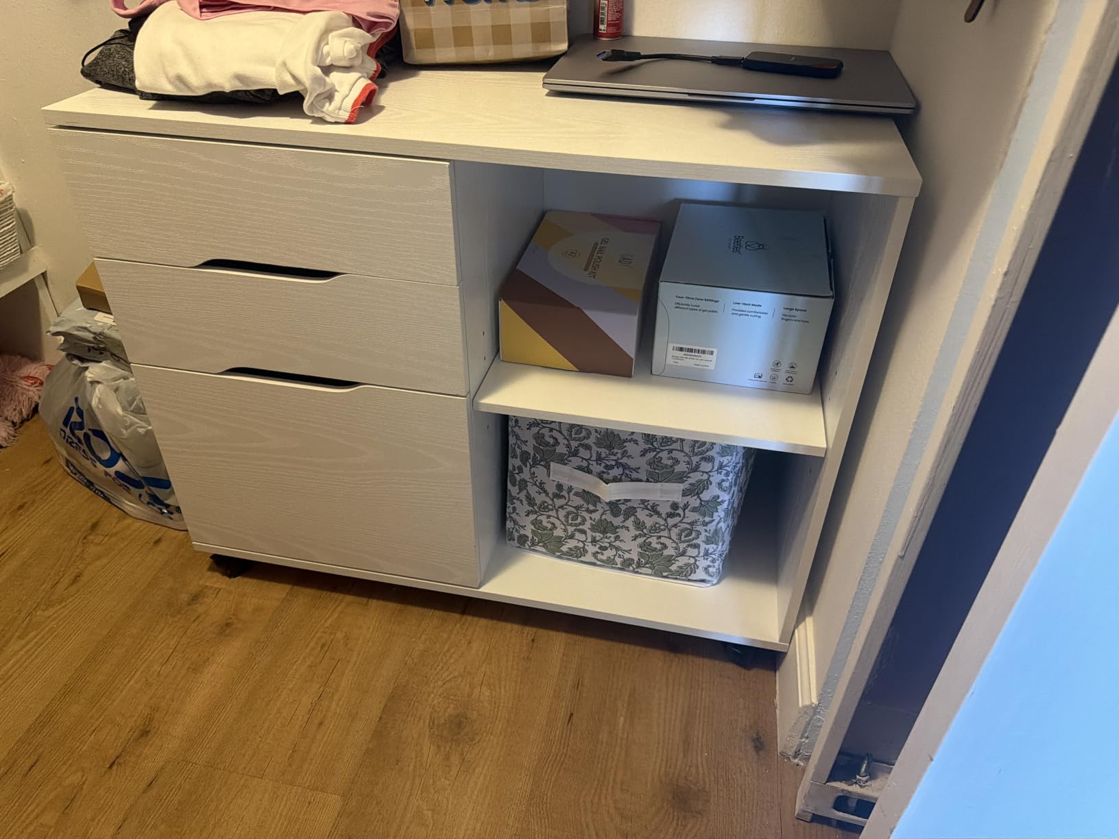 DUMOS 3 Drawer Rolling File Cabinet, Wood Printer Stand with Storage customer photo 2