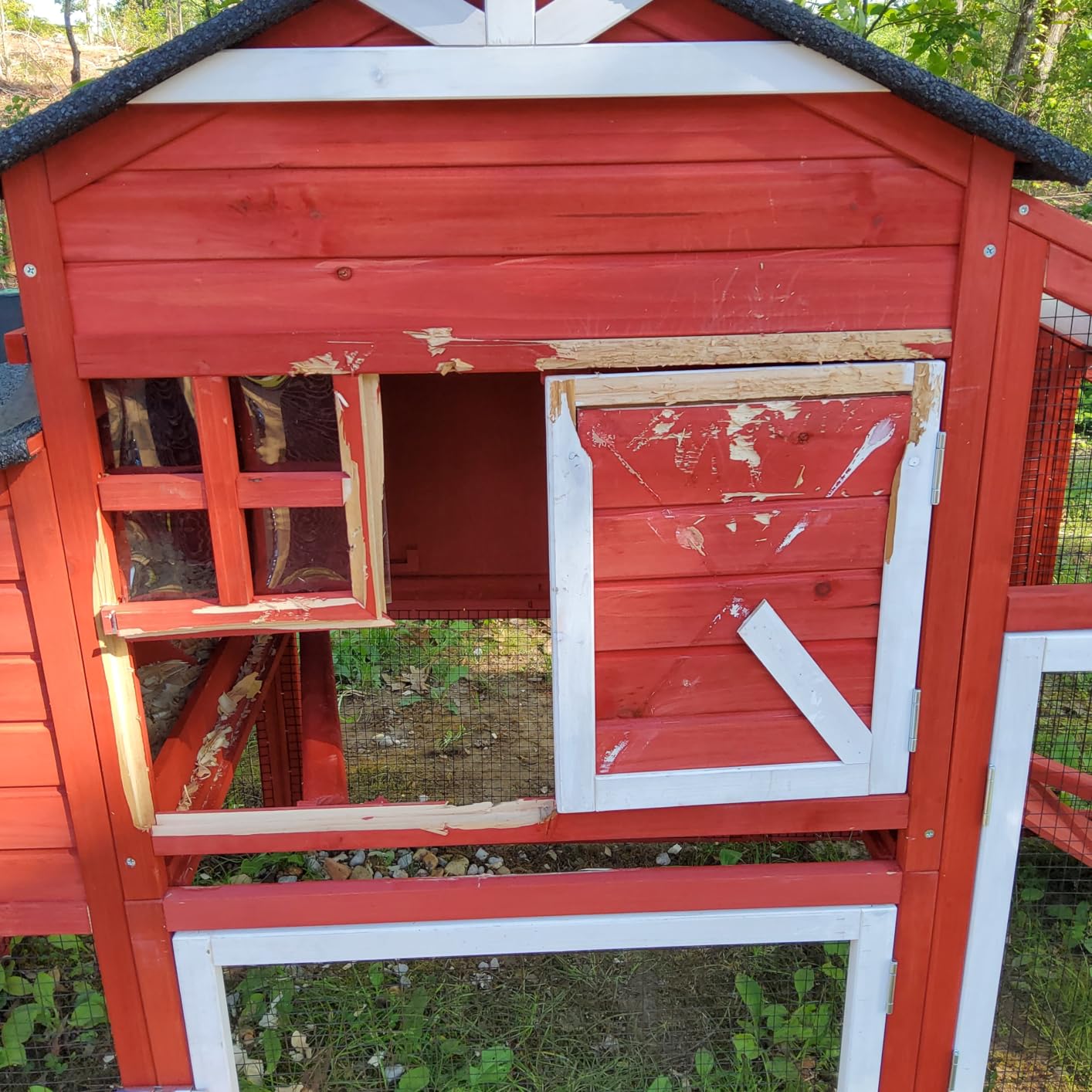 Large Chicken Coop with Run for 4–6 Chickens, Mobile Chicken Coop with Wheels, Wooden Hen House with 2 Nesting Boxes, Pull-Out Tray, Waterproof Roof, Outdoor Poultry Cage for Backyard-Red customer photo 2
